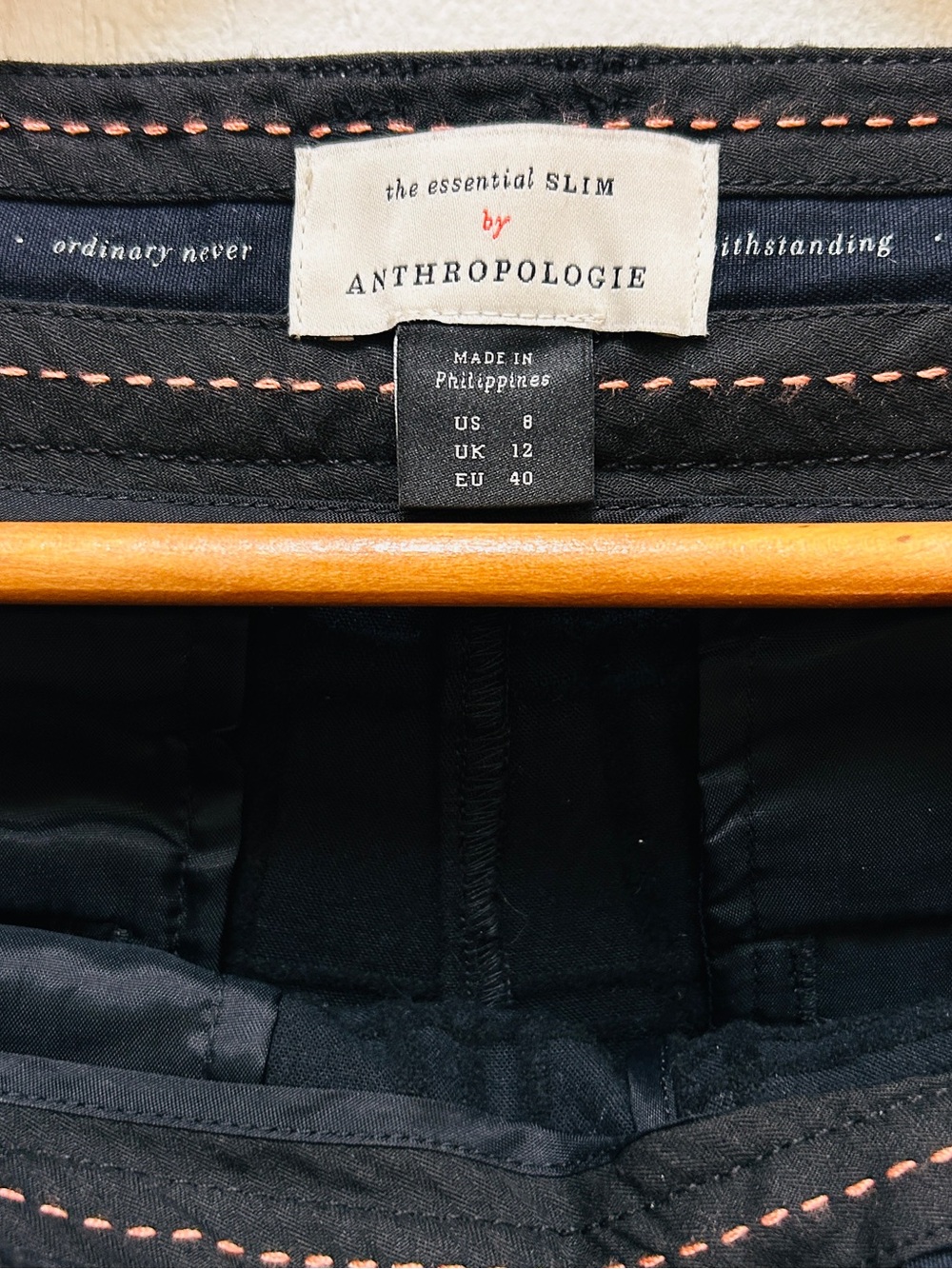 Anthropologie Slim Men’s Jeans in Black with Contrast Stitching